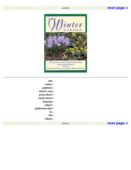 Winter Garden, the {H. Peter Loewer} [9780811719254] (Stackpole Books