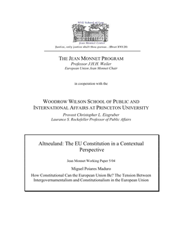 How Constitutional Can the European Union Be? the Tension Between Intergovernamentalism and Constitutionalism in the European Union