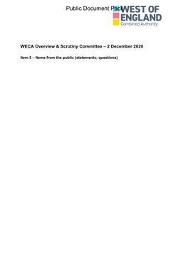 Items from the Public (Statements; Questions) This Page Is Intentionally Left Blank Agenda Item 5