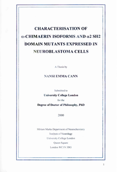 CHARACTERISATION of A-CHIMAERIN ISOFORMS and A2 SH2 DOMAIN MUTANTS EXPRESSED in NEUROBLASTOMA CELLS