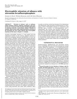 Electrophilic Nitration of Alkanes with Nitronium Hexafluorophosphate