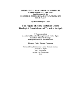 The Figure of Mary in Italian Opera Theological Foundations and Technical Analysis