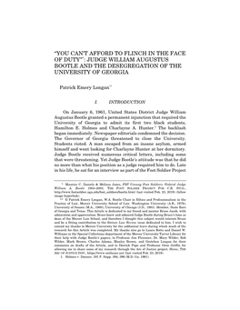 Judge William Augustus Bootle and the Desegregation of the University of Georgia