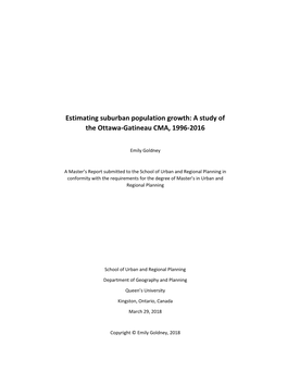 Estimating Suburban Population Growth: a Study of the Ottawa-Gatineau CMA, 1996-2016