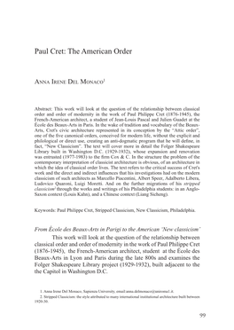 Paul Cret: the American Order