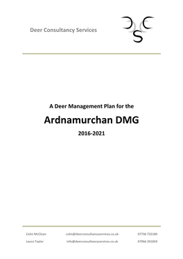 A Deer Management Plan for the Ardnamurchan DMG 2016-2021