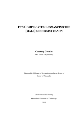 It's Complicated: Romancing the [Male] Modernist Canon