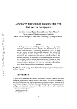 Singularity Formation in Radiating Star with Dark Energy Background