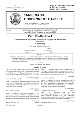 Tamil Nadu Government Gazette