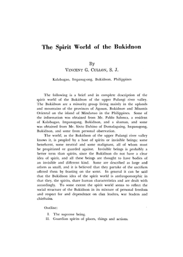 The Spirit World of the Bukidnon