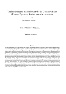 The Late Miocene Macroflora of the La Cerdanya Basin (Eastern Pyrenees, Spain): Towards a Synthesis