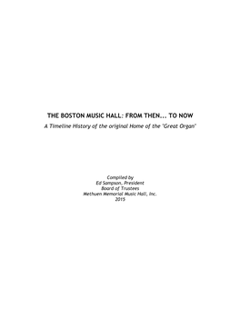 The Boston Music Hall: from Then