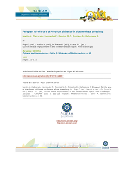 Prospect for the Use of Hordeum Chilense in Durum Wheat Breeding