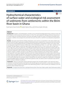 Hydrochemical Characteristics of Surface Water and Ecological Risk