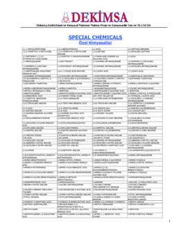 SPECIAL CHEMICALS Özel Kimyasallar