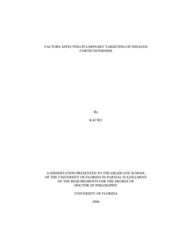 Factors Affecting Pulmonary Targeting of Inhaled Corticosteroids