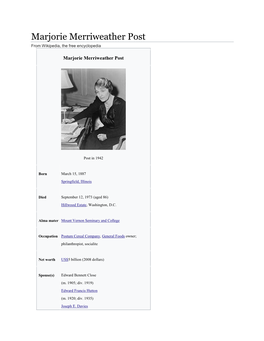 Marjorie Merriweather Post from Wikipedia, the Free Encyclopedia