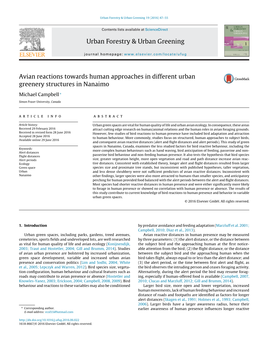 Avian Reactions Towards Human Approaches in Different Urban Greenery Structures in Nanaimo