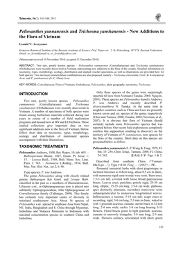 Peliosanthes Yunnanensis and Trichosma Yanshanensis - New Additions to the Flora of Vietnam