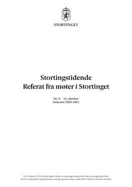 Stortingstidende Referat Fra Møter I Stortinget