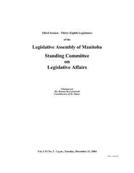 Standing Committee on Legislative Affairs