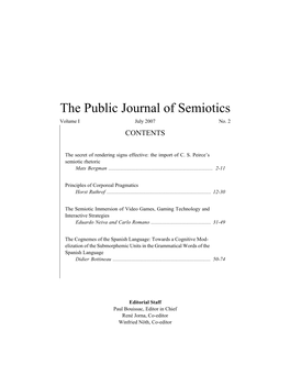 The Public Journal of Semiotics Volume I July 2007 No