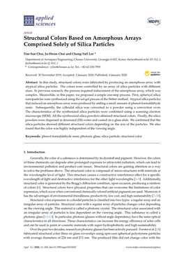 Structural Colors Based on Amorphous Arrays Comprised Solely of Silica Particles