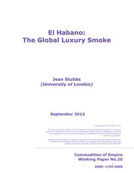 El Habano: the Global Luxury Smoke