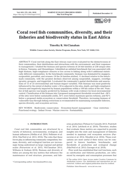 Coral Reef Fish Communities, Diversity, and Their Fisheries and Biodiversity Status in East Africa