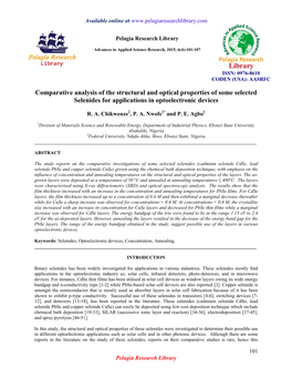 Comparative Analysis of the Structural and Optical Properties of Some Selected Selenides for Applications in Optoelectronic Devices