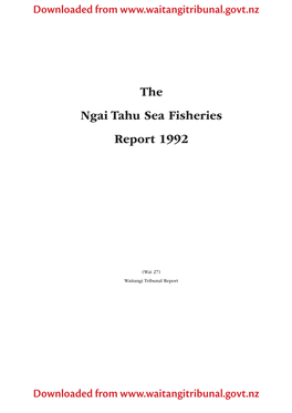 The Ngai Tahu Sea Fisheries Report1992