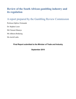 A Review by the Gambling Commission