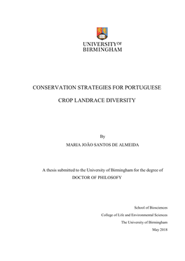 Conservation Strategies for Portuguese Crop Landrace