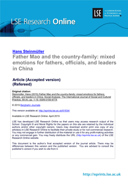 Father Mao and the Country-Family: Mixed Emotions for Fathers, Officials, and Leaders in China