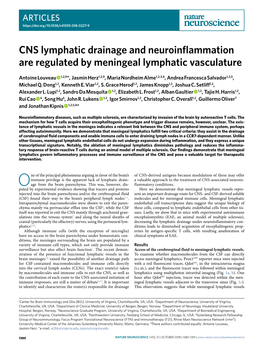 CNS Lymphatic Drainage and Neuroinflammation Are Regulated by Meningeal Lymphatic Vasculature