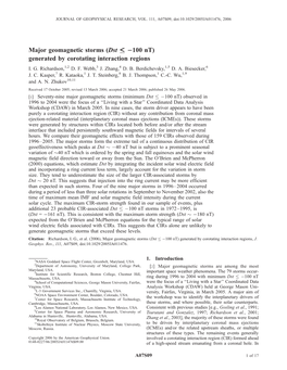 Major Geomagnetic Storms (Dst �����100 Nt) Generated by Corotating Interaction Regions I