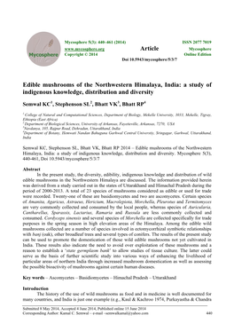 Edible Mushrooms of the Northwestern Himalaya, India: a Study of Indigenous Knowledge, Distribution and Diversity