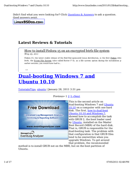 Dual-Booting Windows 7 and Ubuntu 10.10