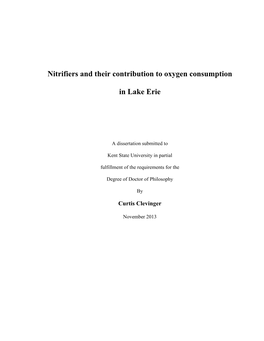 Nitrifiers and Their Contribution to Oxygen Consumption in Lake Erie