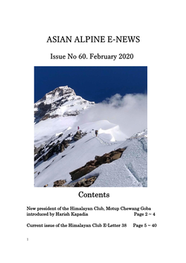 Asian Alpine E-News Issue No.60