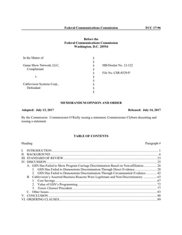 Federal Communications Commission FCC 17-96 Before the Federal