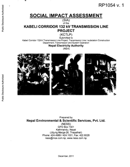 SOCIAL IMPACT ASSESSMENT (SIA) of the KABELI CORRIDOR 132 Kv TRANSMISSION LINE