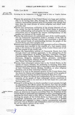 Public Law 86-90 July 17, 1959 JOINT RESOLUTION [S