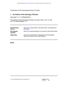 An Outline of the Geology of Russia. −− I