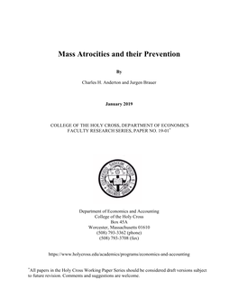 Mass Atrocities and Their Prevention