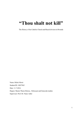 “Thou Shalt Not Kill”