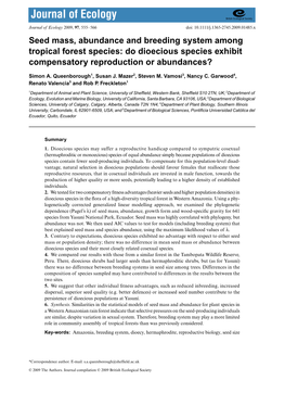 Do Dioecious Species Exhibit Compensatory Reproduction Or Abundances?