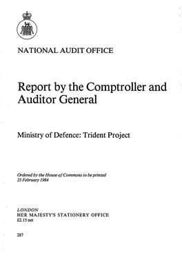 NAO Report (HC 287 1983/84): Ministry of Defence