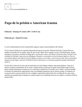 Fuga De La Prisión O American Trauma