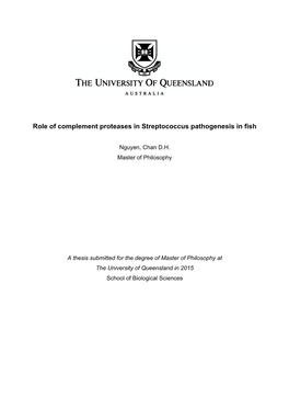 Role of Complement Proteases in Streptococcus Pathogenesis in Fish